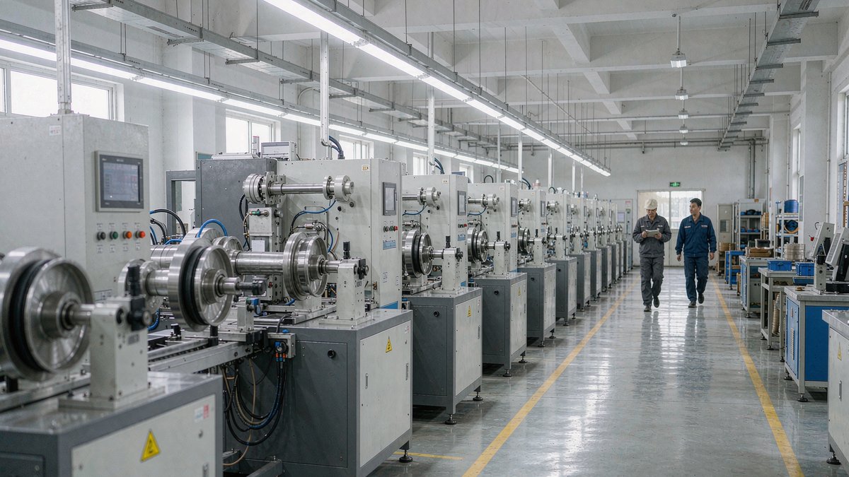 崭新的拉丝车间：设备仍在持续调试优化，正是大量工艺决定待定的阶段。